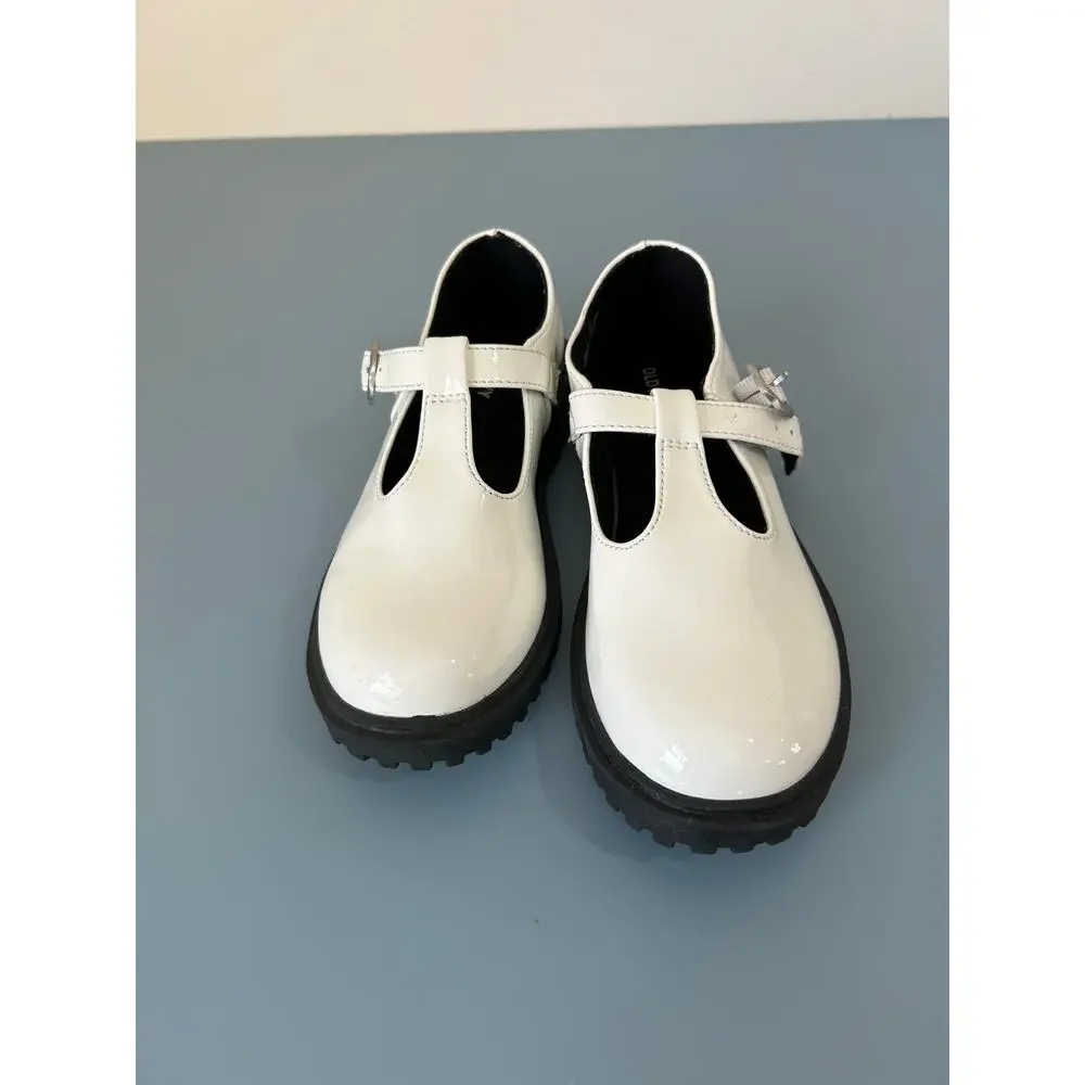 Old Navy white mary janes girls size 2 patent leather doc marten inspired